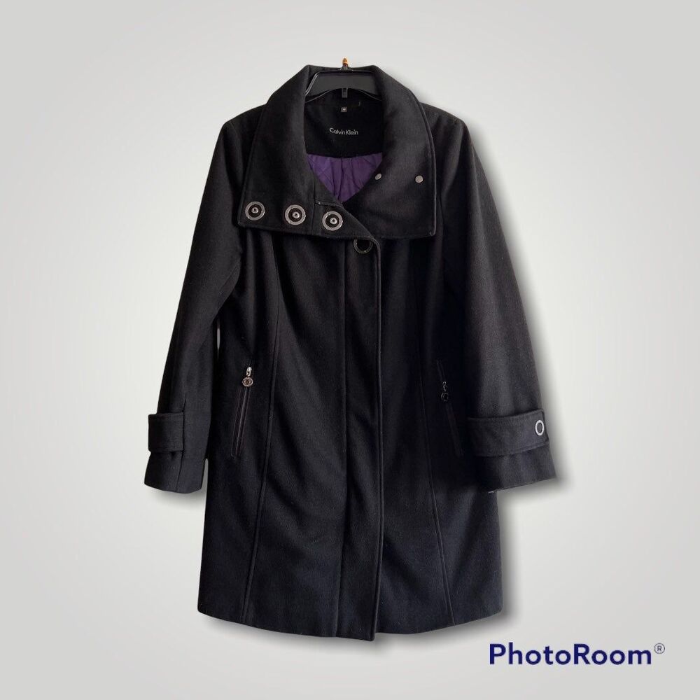 Calvin Klein Black Winter Wool Coat size 12 B15